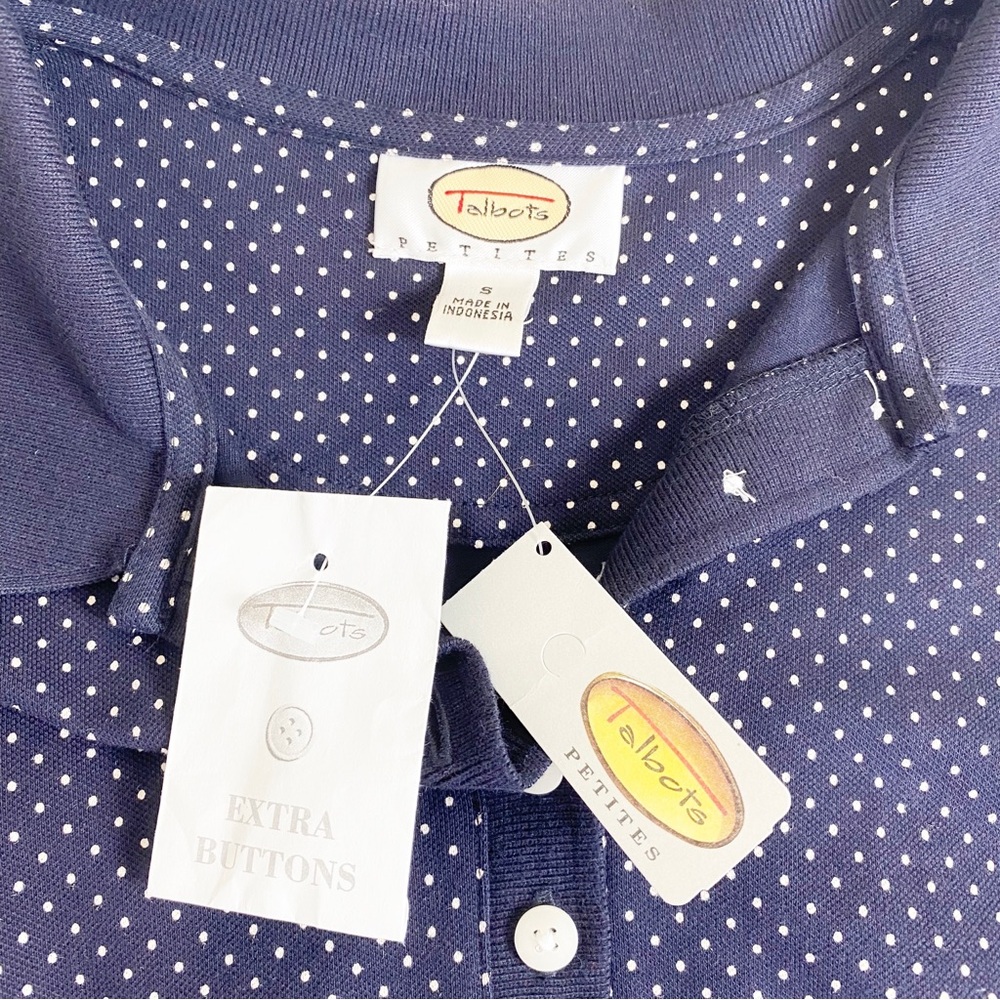 Talbots Navy Polka Dot Polo Dress Summer Cute Dress Casual Church S - Picture 5 of 10